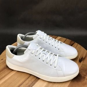 Cole Haan GrandPro Tennis Sneakers Mens Size 10 M White Leather Lace Up Low Top